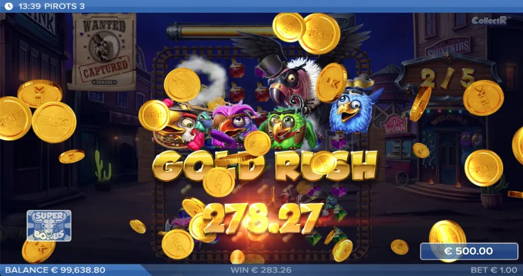 Pirots 3 Gold Rush win mode